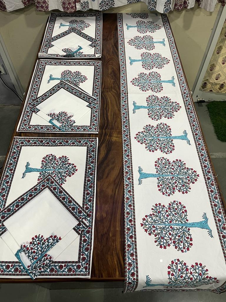 Premium Cotton Canvas Table Runner & Placemat Set (13x72 Runner + 6 Mats + 6 Napkins) – Elegant Dining Table Decor