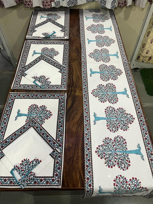 Premium Cotton Canvas Table Runner & Placemat Set (13x72 Runner + 6 Mats + 6 Napkins) – Elegant Dining Table Decor