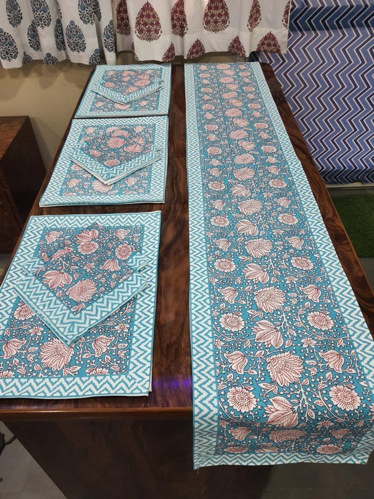 Premium Cotton Canvas Table Runner & Placemat Set (13x72 Runner + 6 Mats + 6 Napkins) – Elegant Dining Table Decor
