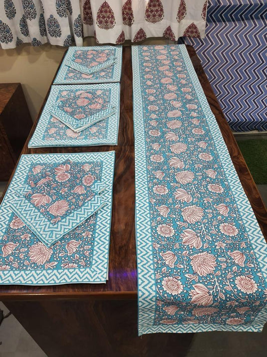 Premium Cotton Canvas Table Runner & Placemat Set (13x72 Runner + 6 Mats + 6 Napkins) – Elegant Dining Table Decor