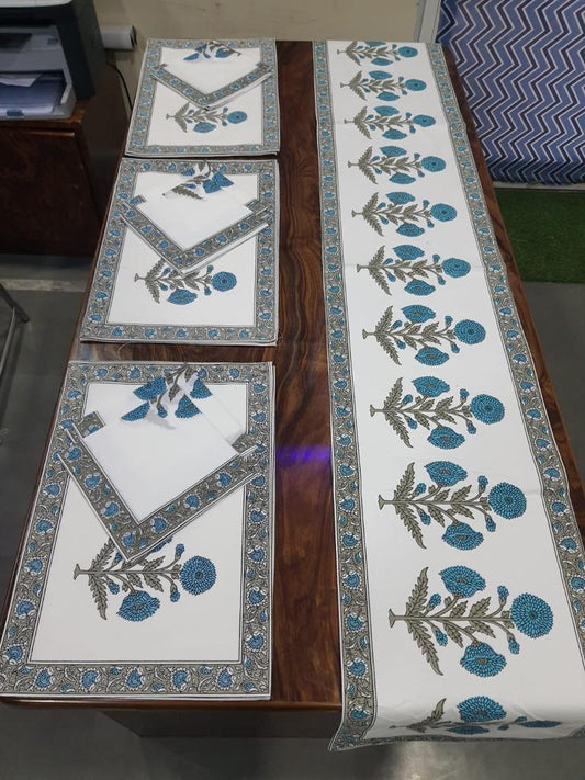 Premium Cotton Canvas Table Runner & Placemat Set (13x72 Runner + 6 Mats + 6 Napkins) – Elegant Dining Table Decor