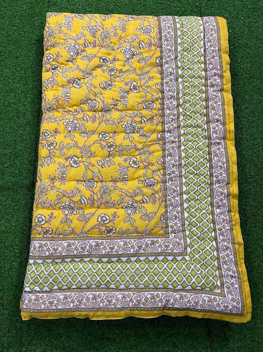 Jaipuri Cotton Quilt Single Bed (60x90 Inches) – Reversible Rajai with Pure Cotton Filling