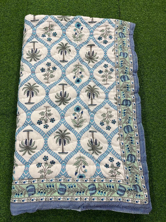 Jaipuri Cotton Quilt Single Bed (60x90 Inches) – Reversible Rajai with Pure Cotton Filling