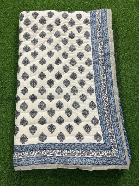 Jaipuri Cotton Quilt Single Bed (60x90 Inches) – Reversible Rajai with Pure Cotton Filling
