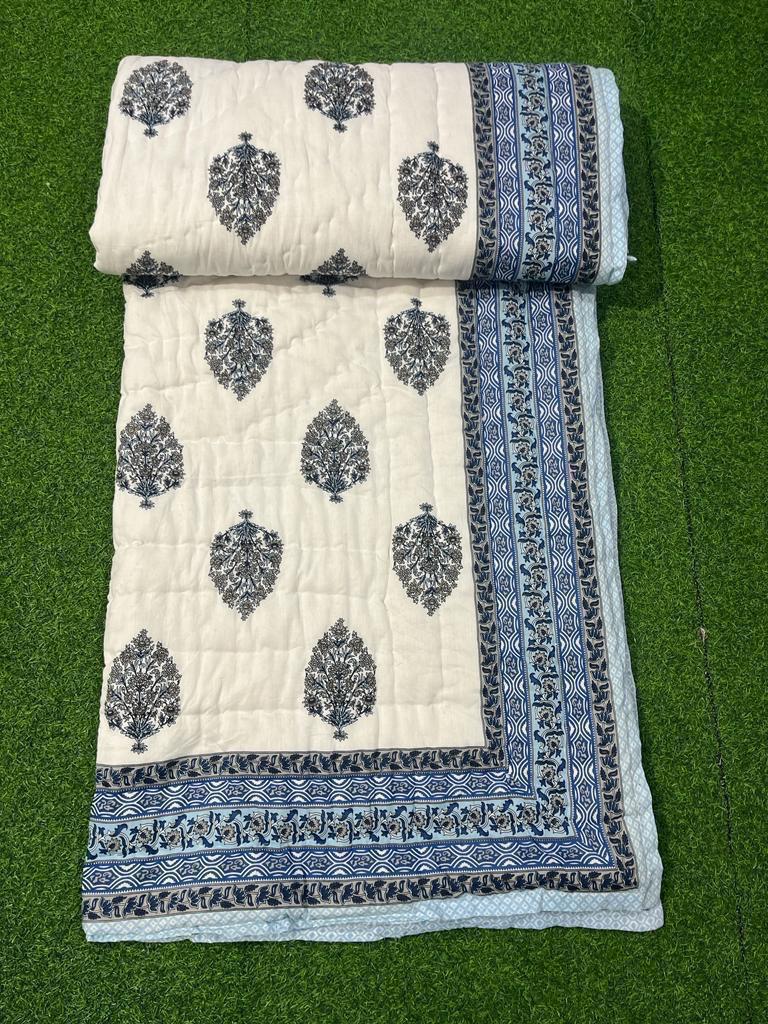 Jaipuri Cotton Quilt Single Bed (60x90 Inches) – Reversible Rajai with Pure Cotton Filling