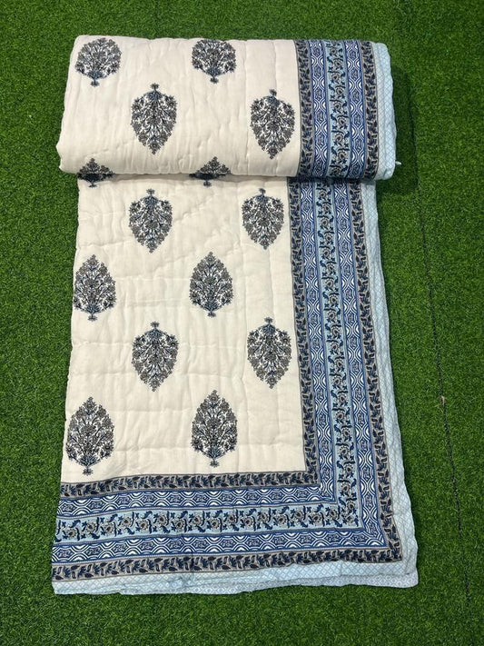 Jaipuri Cotton Quilt Single Bed (60x90 Inches) – Reversible Rajai with Pure Cotton Filling