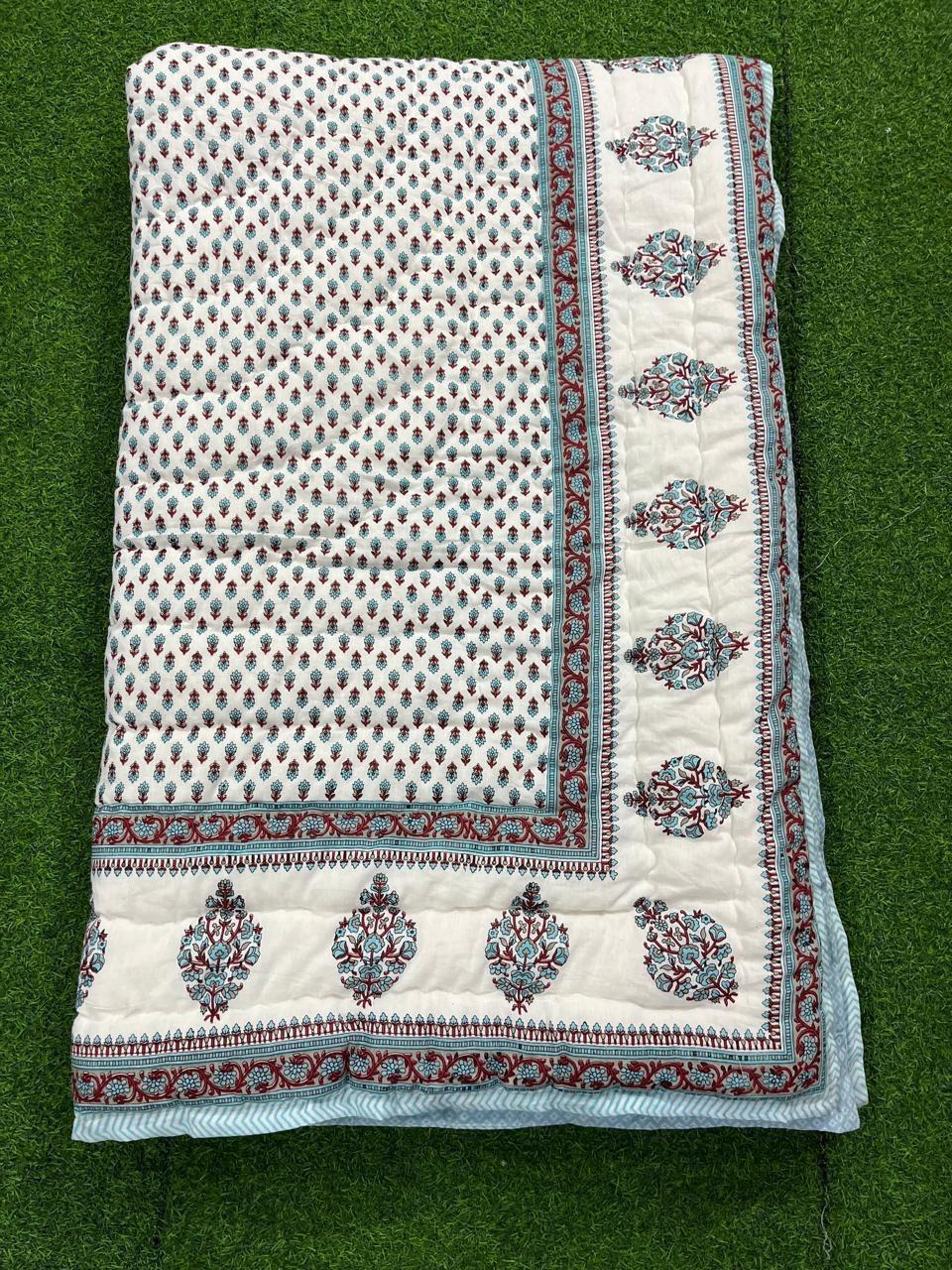 Jaipuri Cotton Quilt Single Bed (60x90 Inches) – Reversible Rajai with Pure Cotton Filling