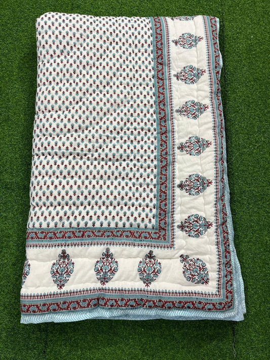 Jaipuri Cotton Quilt Single Bed (60x90 Inches) – Reversible Rajai with Pure Cotton Filling