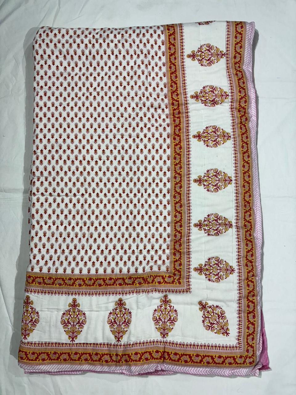 Jaipuri Cotton Quilt Single Bed (60x90 Inches) – Reversible Rajai with Pure Cotton Filling