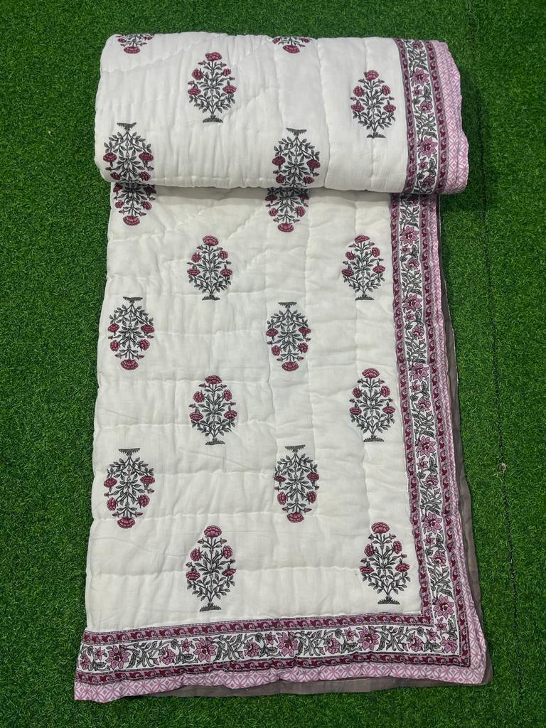 Jaipuri Cotton Quilt Single Bed (60x90 Inches) – Reversible Rajai with Pure Cotton Filling