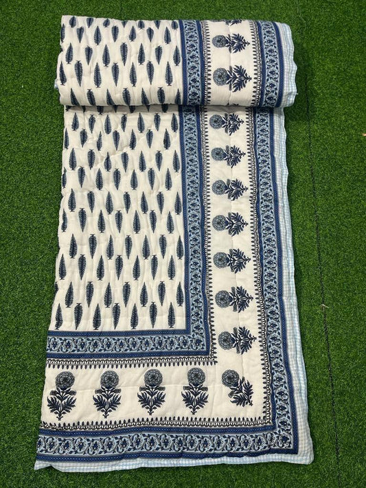 Jaipuri Cotton Quilt Single Bed (60x90 Inches) – Reversible Rajai with Pure Cotton Filling