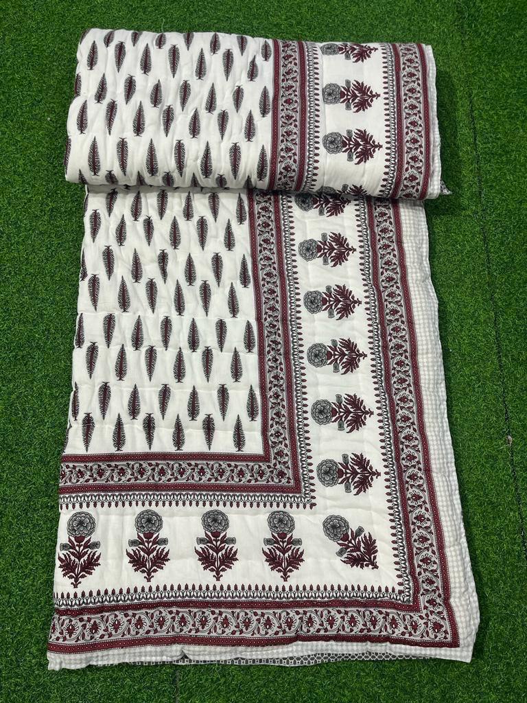 Jaipuri Cotton Quilt Single Bed (60x90 Inches) – Reversible Rajai with Pure Cotton Filling