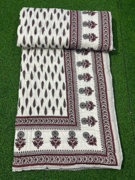 Jaipuri Cotton Quilt Single Bed (60x90 Inches) – Reversible Rajai with Pure Cotton Filling