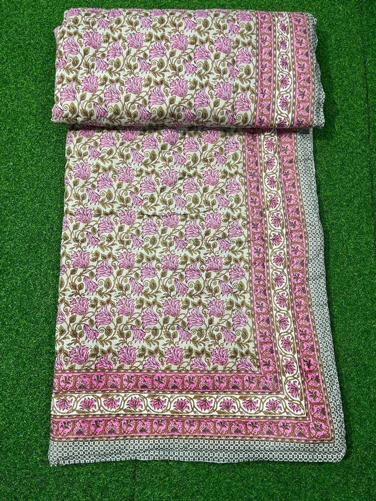 Jaipuri Cotton Quilt Single Bed (60x90 Inches) – Reversible Rajai with Pure Cotton Filling