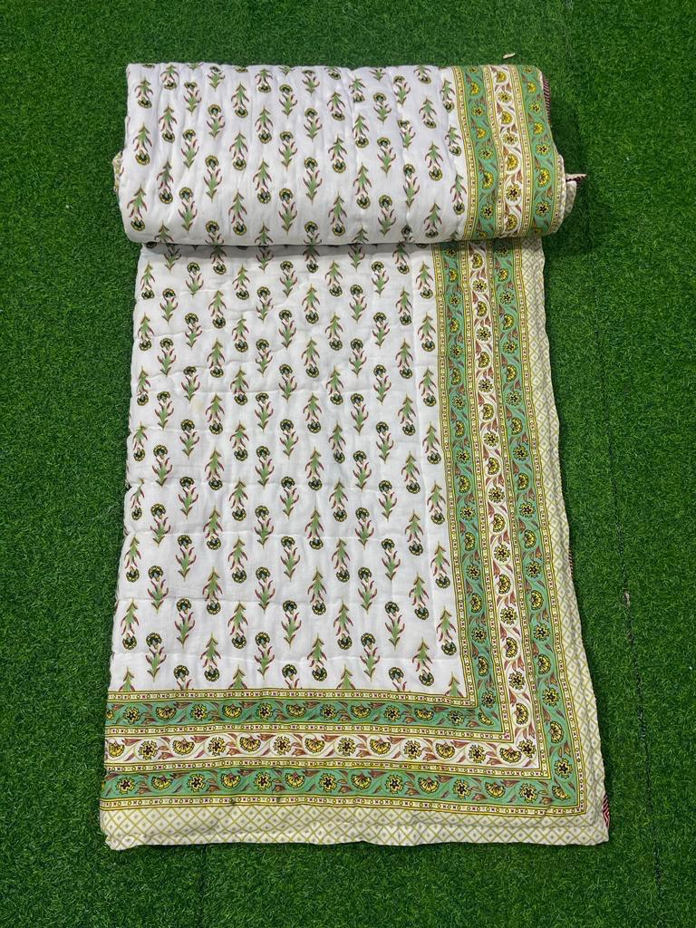 Jaipuri Cotton Quilt Single Bed (60x90 Inches) – Reversible Rajai with Pure Cotton Filling