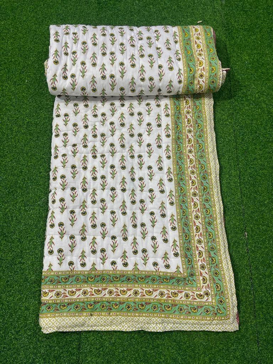 Jaipuri Cotton Quilt Single Bed (60x90 Inches) – Reversible Rajai with Pure Cotton Filling