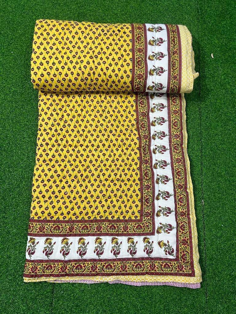 Jaipuri Cotton Quilt Single Bed (60x90 Inches) – Reversible Rajai with Pure Cotton Filling