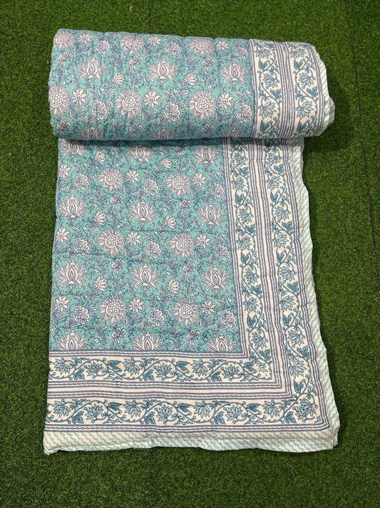 Jaipuri Cotton Quilt Single Bed (60x90 Inches) – Reversible Rajai with Pure Cotton Filling