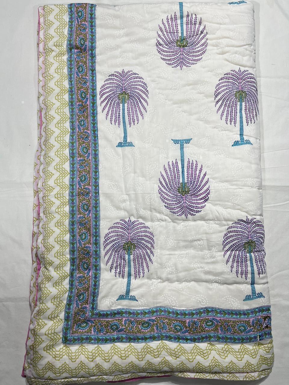 Jaipuri Cotton Quilt Single Bed (60x90 Inches) – Reversible Rajai with Pure Cotton Filling