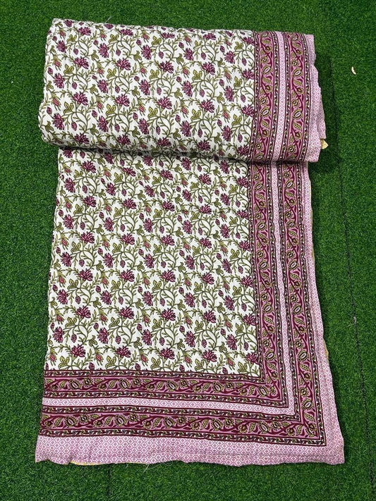 Jaipuri Cotton Quilt Single Bed (60x90 Inches) – Reversible Rajai with Pure Cotton Filling