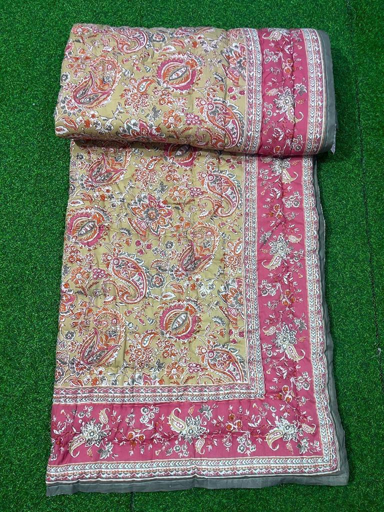 Jaipuri Cotton Quilt Single Bed (60x90 Inches) – Reversible Rajai with Pure Cotton Filling
