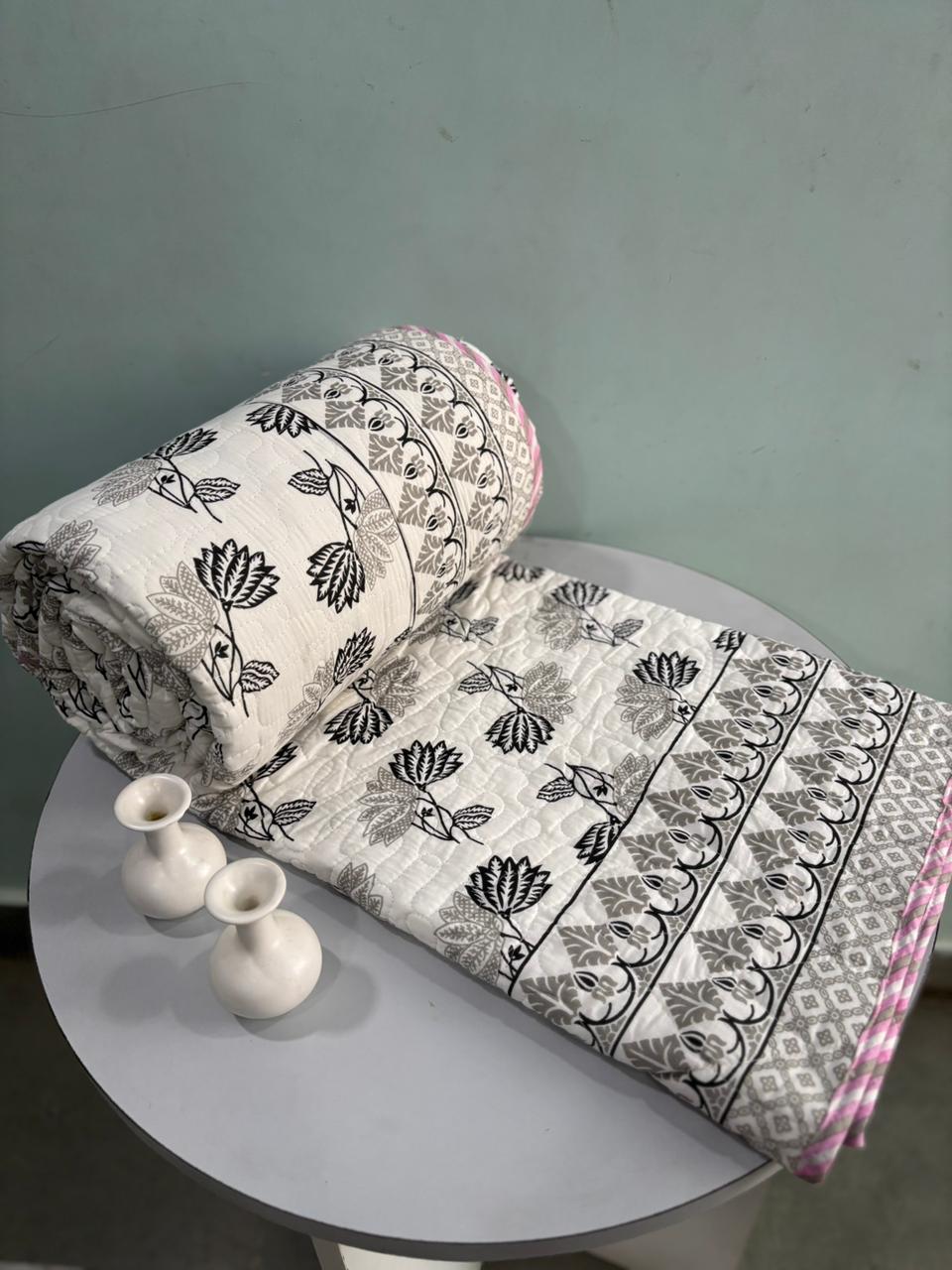 Premium Reversible Quilted Bedcover King Size | Pure Cotton 3-Layer Comforter | Double Bed Bedding by Handblock Jaipur