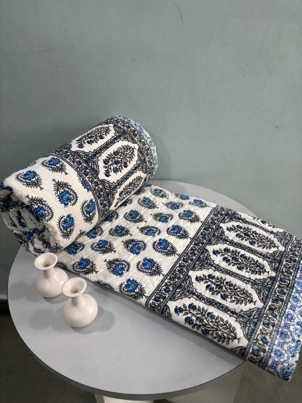 Premium Reversible Quilted Bedcover King Size | Pure Cotton 3-Layer Comforter | Double Bed Bedding by Handblock Jaipur