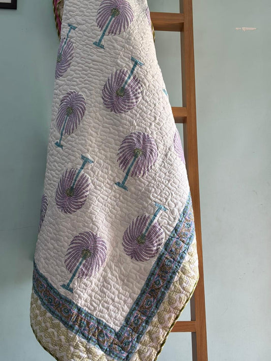 Premium Reversible Single Bed Cotton Comforter (60x90) – Lightweight 3-Layer Machine Stitched Quilt