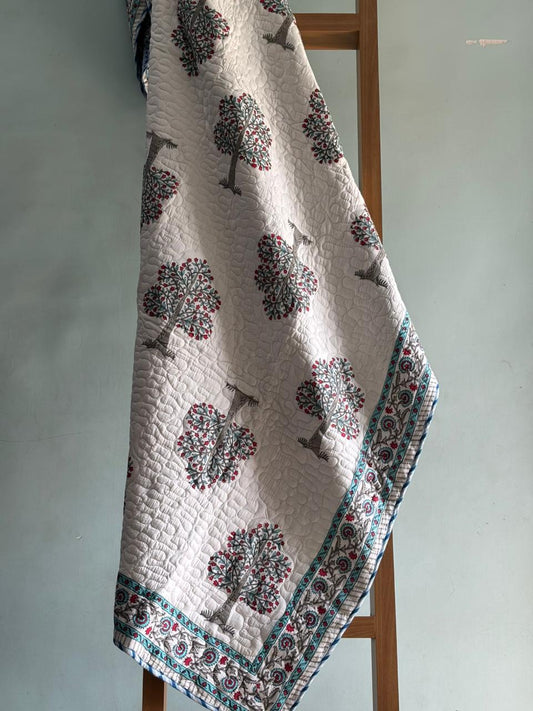 Premium Reversible Single Bed Cotton Comforter (60x90) – Lightweight 3-Layer Machine Stitched Quilt