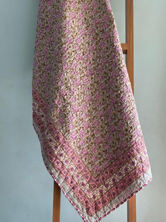 Premium Reversible Single Bed Cotton Comforter (60x90) – Lightweight 3-Layer Machine Stitched Quilt