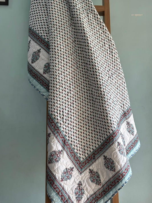 Premium Reversible Single Bed Cotton Comforter (60x90) – Lightweight 3-Layer Machine Stitched Quilt