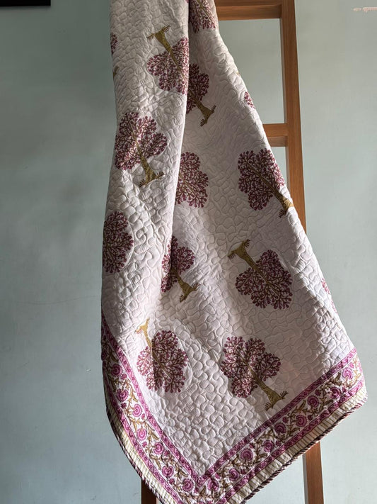 Premium Reversible Single Bed Cotton Comforter (60x90) – Lightweight 3-Layer Machine Stitched Quilt