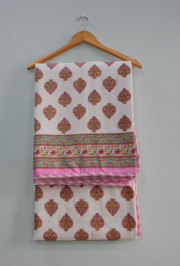 Handblock Cotton Dohar Single Bed 60x90 | 3 Layer Pure Cotton Falaline Lightweight Summer Blanket | Handmade by The Handblock Jaipur