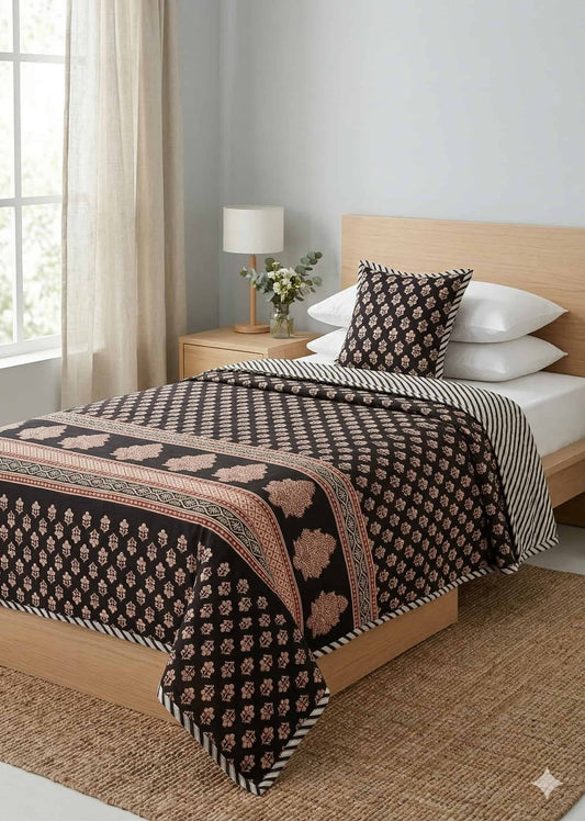 Handblock Cotton Dohar Single Bed 60x90 | 3 Layer Pure Cotton Falaline Lightweight Summer Blanket | Handmade by The Handblock Jaipur